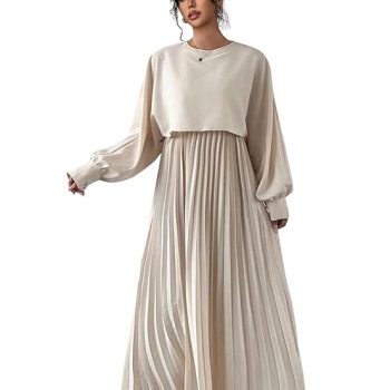 Dress for Women || Women??s Solid Pleated Maxi Dress