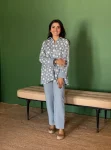 Lurex Light blue Knit Varnika Shirt With Edith Blue Pant