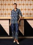 Zahira Supima Cotton Navy Shirt Set