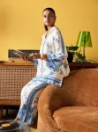 Mehrang Cupro Satin Off White Printed Shirt Set