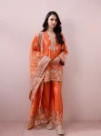 Saaj Cupro Satin Orange Kurta Set