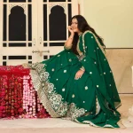 Pan Petha- Dark Green Paisley Embroidered Georgette Lehenga Set
