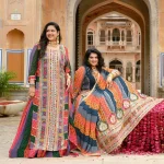 Rajkumari- Multicolour Modern Fusion Printed Zari Embroidered Lehenga Set